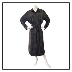 Chico's Satin Print Long Sleeve Shirt Dress